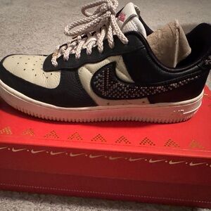 Premium Goods Air Force 1 Nike Black and White Sneakers with multicolored beads
